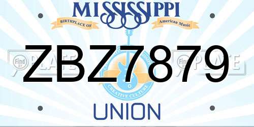 ZBZ7879 Mississippi License Plate