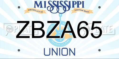 ZBZA65 Mississippi License Plate