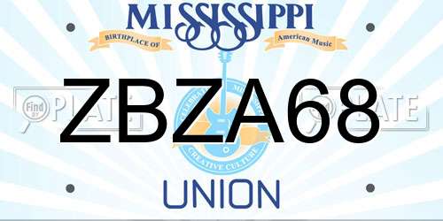 ZBZA68 Mississippi License Plate