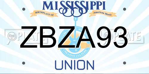 ZBZA93 Mississippi License Plate