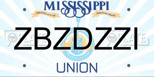 ZBZDZZI Mississippi License Plate