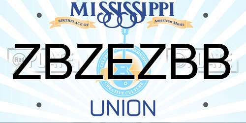 ZBZEZBB Mississippi License Plate