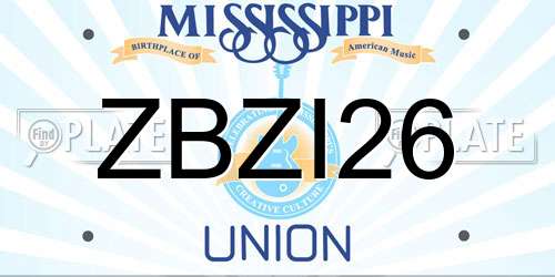 ZBZI26 Mississippi License Plate