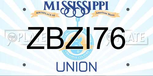 ZBZI76 Mississippi License Plate