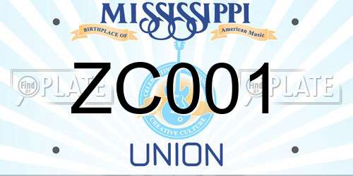 ZC001 Mississippi License Plate