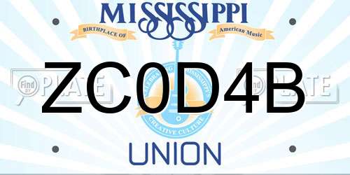 ZC0D4B Mississippi License Plate