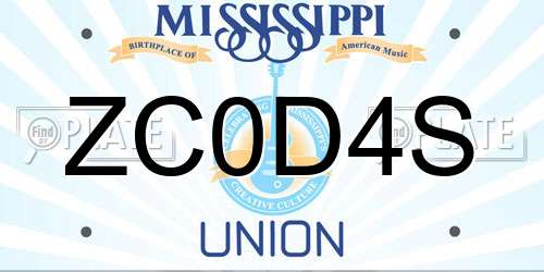 ZC0D4S Mississippi License Plate