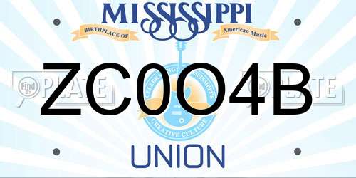 ZC0O4B Mississippi License Plate
