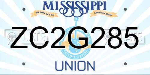 ZC2G285 Mississippi License Plate