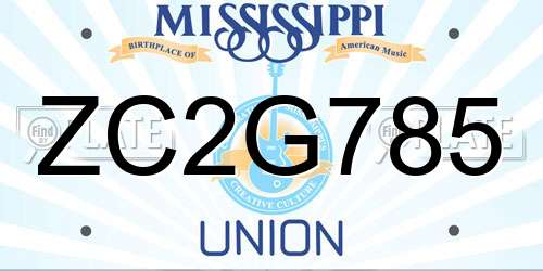 ZC2G785 Mississippi License Plate
