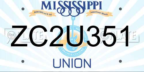 ZC2U351 Mississippi License Plate