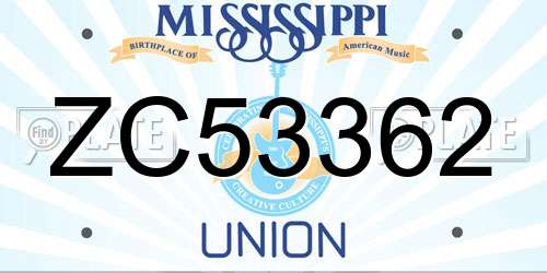 ZC53362 Mississippi License Plate