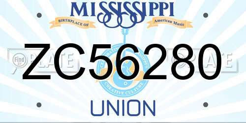 ZC56280 Mississippi License Plate