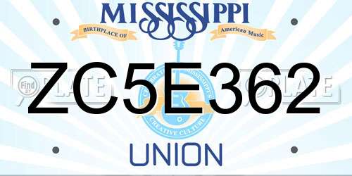 ZC5E362 Mississippi License Plate