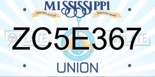 ZC5E367 Mississippi License Plate