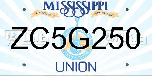 ZC5G250 Mississippi License Plate