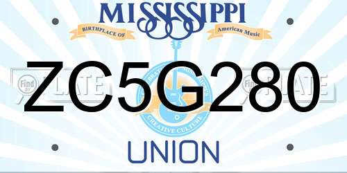 ZC5G280 Mississippi License Plate