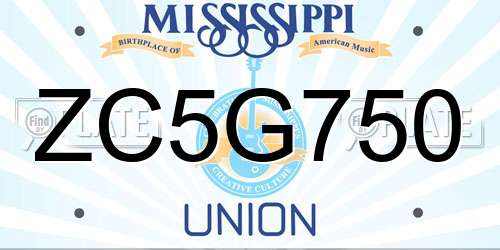 ZC5G750 Mississippi License Plate