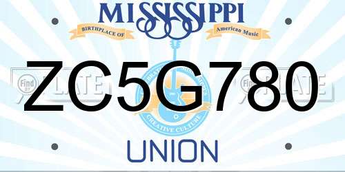 ZC5G780 Mississippi License Plate