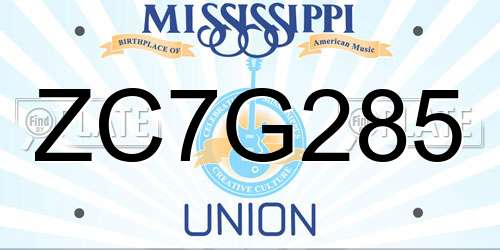 ZC7G285 Mississippi License Plate
