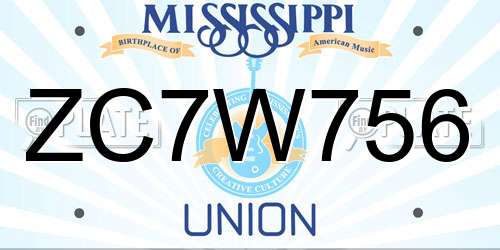 ZC7W756 Mississippi License Plate