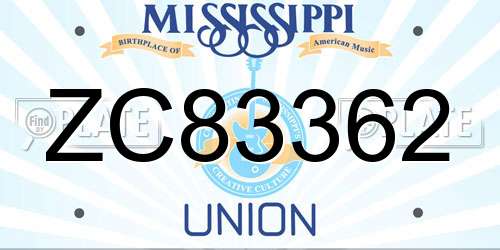 ZC83362 Mississippi License Plate