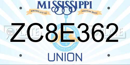ZC8E362 Mississippi License Plate
