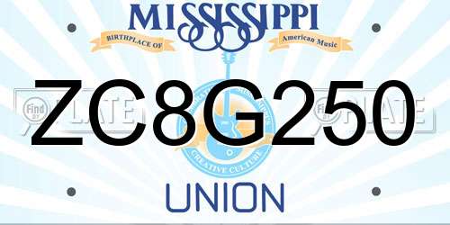 ZC8G250 Mississippi License Plate