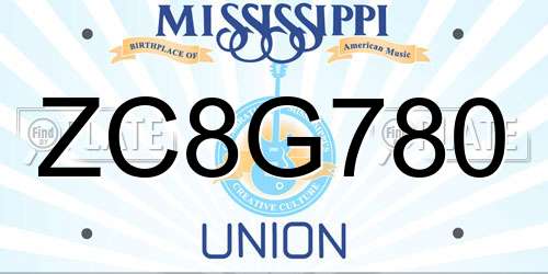 ZC8G780 Mississippi License Plate