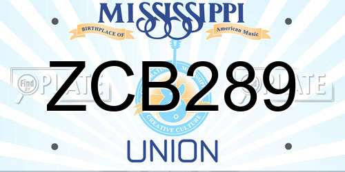 ZCB289 Mississippi License Plate