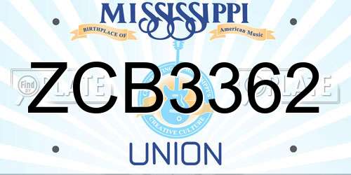 ZCB3362 Mississippi License Plate