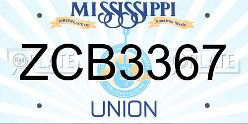 ZCB3367 Mississippi License Plate