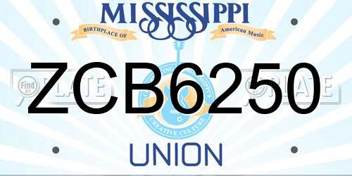 ZCB6250 Mississippi License Plate