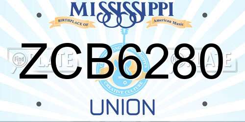 ZCB6280 Mississippi License Plate