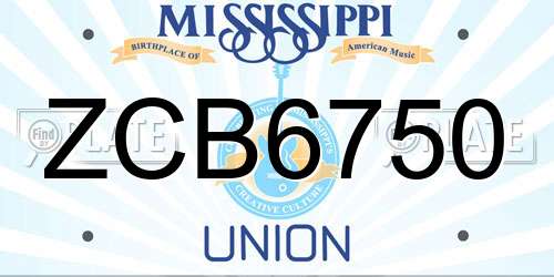 ZCB6750 Mississippi License Plate
