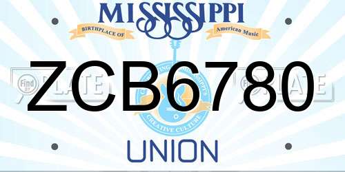 ZCB6780 Mississippi License Plate