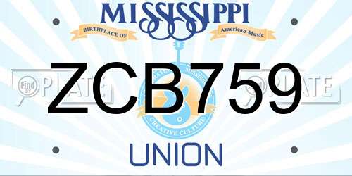 ZCB759 Mississippi License Plate