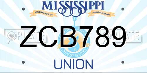 ZCB789 Mississippi License Plate