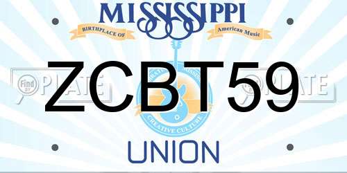 ZCBT59 Mississippi License Plate