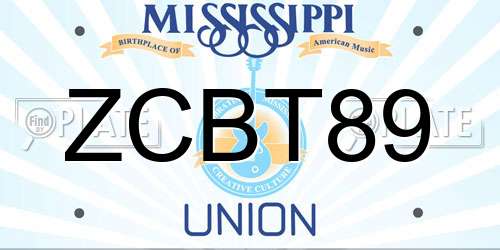 ZCBT89 Mississippi License Plate