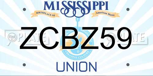 ZCBZ59 Mississippi License Plate