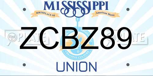 ZCBZ89 Mississippi License Plate
