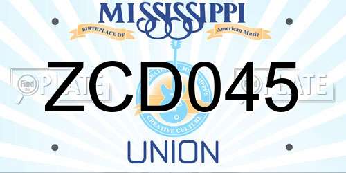 ZCD045 Mississippi License Plate