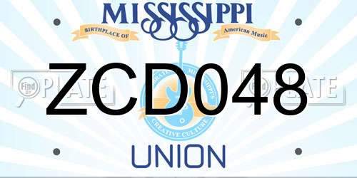 ZCD048 Mississippi License Plate