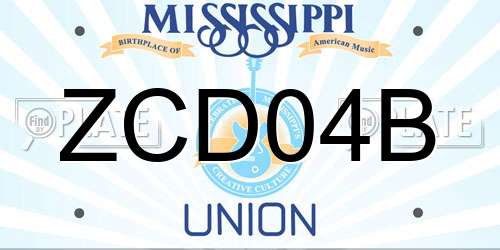 ZCD04B Mississippi License Plate