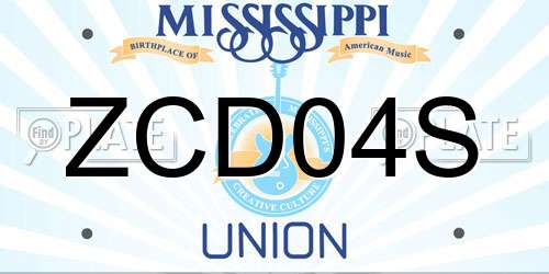 ZCD04S Mississippi License Plate