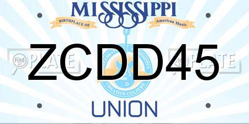 ZCDD45 Mississippi License Plate