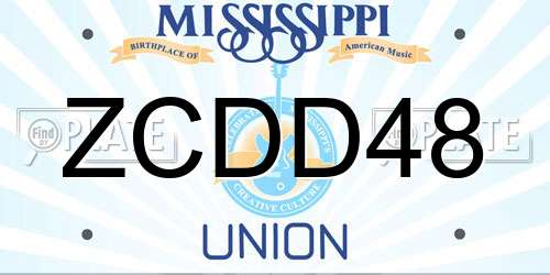 ZCDD48 Mississippi License Plate