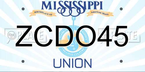 ZCDO45 Mississippi License Plate