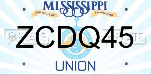 ZCDQ45 Mississippi License Plate
